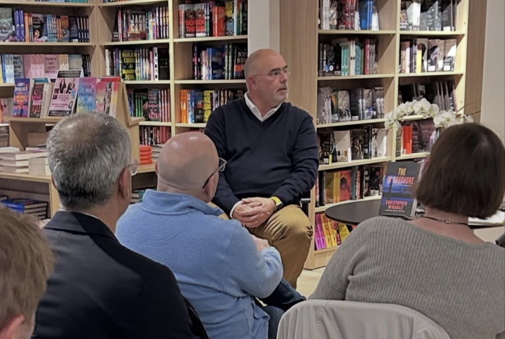Author at a bookstore event