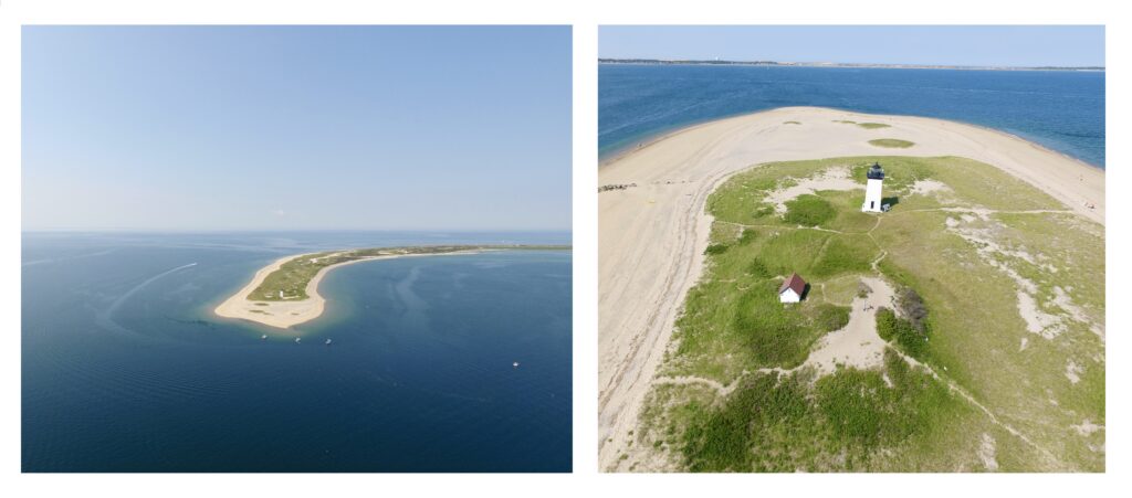 Aerial photos of Long Point Light at the very tip of Cape Cod